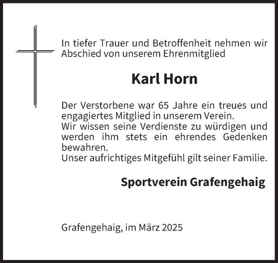 Anzeige von Karl Horn von MGO