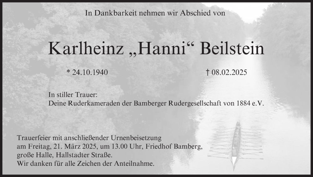  Traueranzeige für Karlheinz Beilstein vom 15.03.2025 aus MGO
