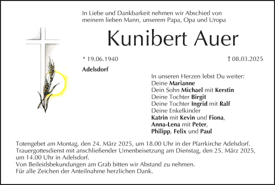 Anzeige von Kunibert Auer von MGO