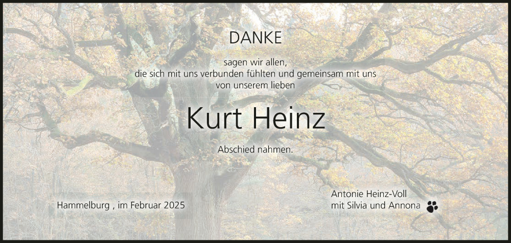 Traueranzeige für Kurt Heinz vom 01.03.2025 aus MGO