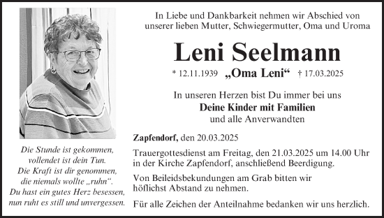 Anzeige von Leni Seelmann von MGO