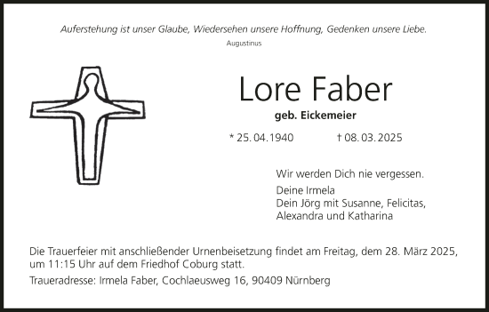Anzeige von Lore Faber von MGO