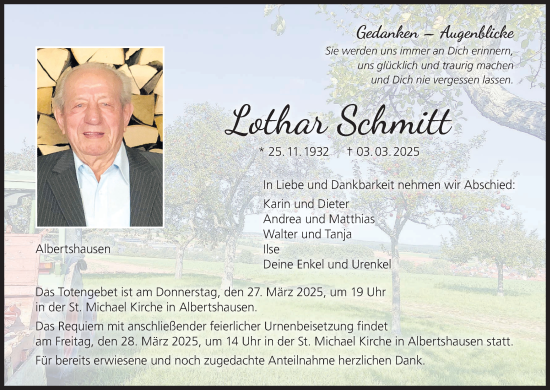 Anzeige von Lothar Schmitt von MGO