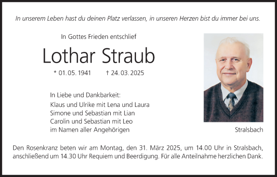 Anzeige von Lothar Straub von MGO