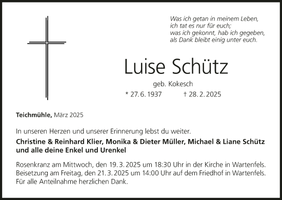 Anzeige von Luise Schütz von MGO