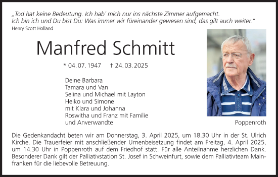 Anzeige von Manfred Schmitt von MGO