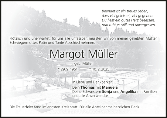 Anzeige von Margot Müller von MGO