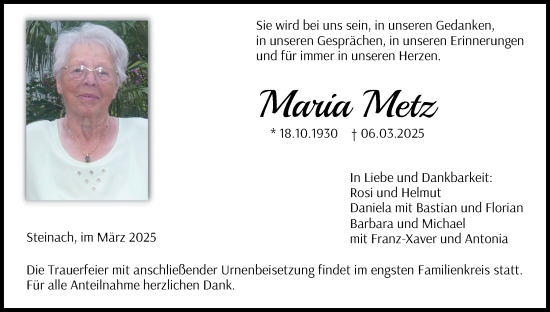 Anzeige von Maria Metz von MGO
