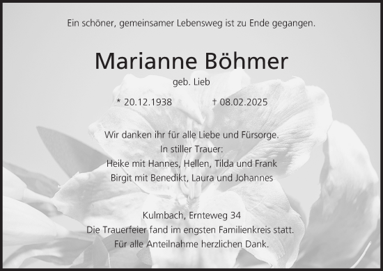 Anzeige von Marianne Böhmer von MGO