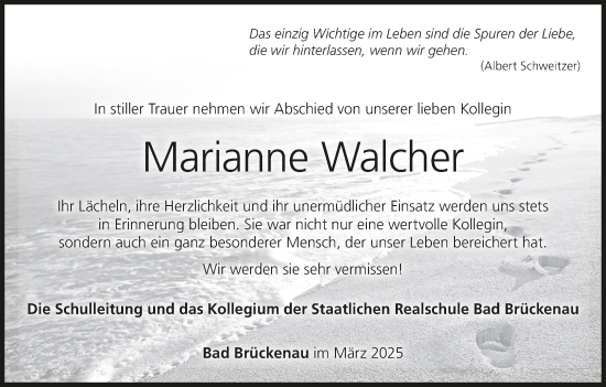 Anzeige von Marianne Walcher von MGO
