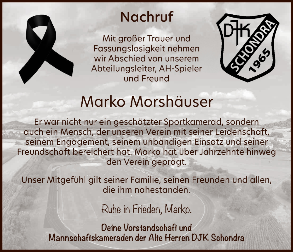 Traueranzeige für Marko Morshäuser vom 12.03.2025 aus MGO
