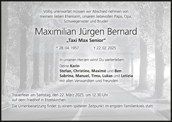 Anzeige von Maximilian Jürgen Bernard von MGO