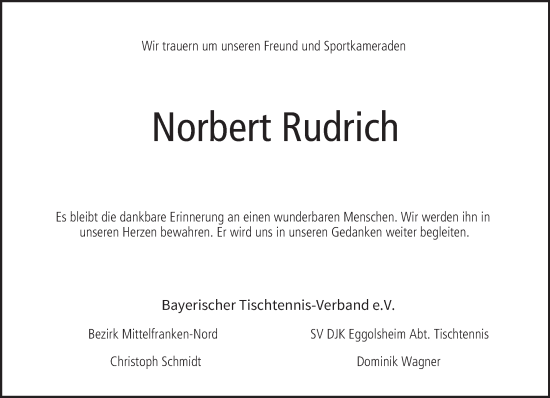 Anzeige von Norbert Rudrich von MGO