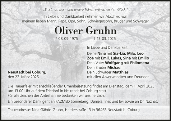 Anzeige von Oliver Gruhn von MGO