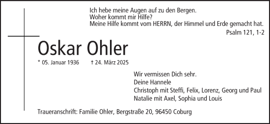 Anzeige von Oskar Ohler von MGO