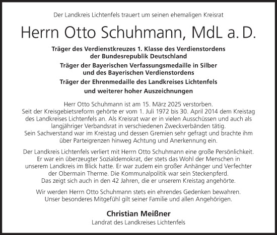 Anzeige von Otto Schuhmann von MGO