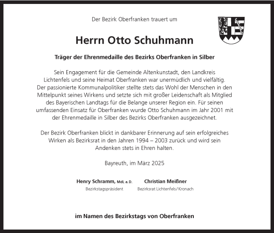Anzeige von Otto Schuhmann von MGO