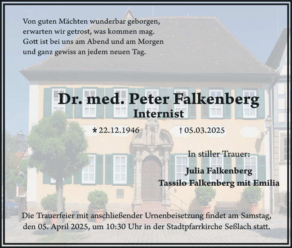  Traueranzeige für Peter Falkenberg vom 29.03.2025 aus MGO
