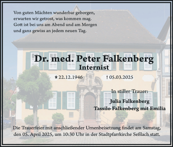 Anzeige von Peter Falkenberg von MGO