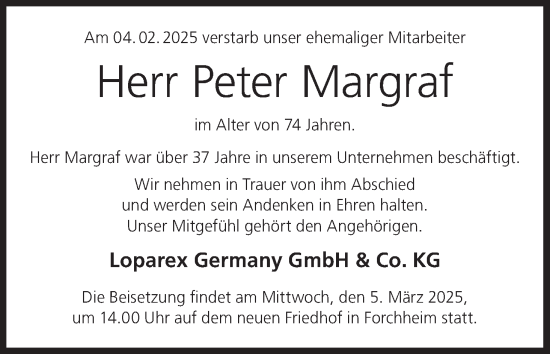 Anzeige von Peter Margraf von MGO