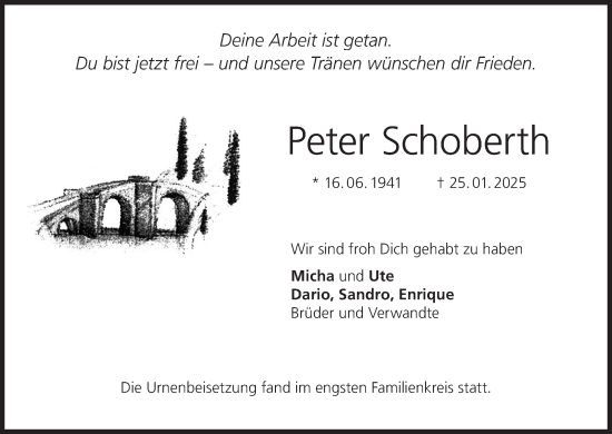 Anzeige von Peter Schoberth von MGO
