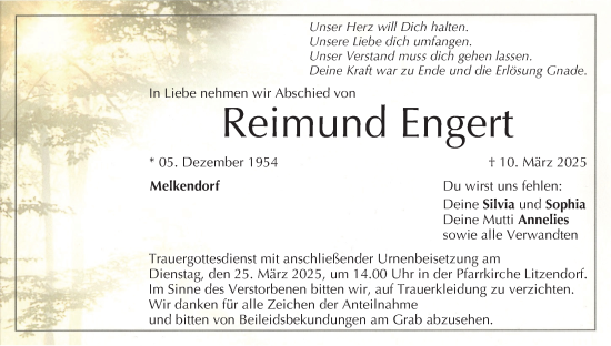 Anzeige von Reimund Engert von MGO