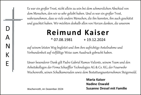 Anzeige von Reimund Kaiser von MGO