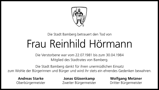Anzeige von Reinhild Hörmann von MGO