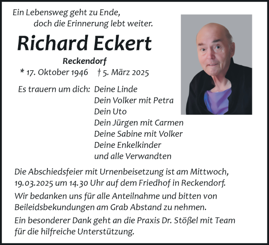 Anzeige von Richard Eckert von MGO