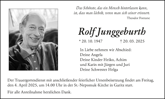 Anzeige von Rolf Junggeburth von MGO