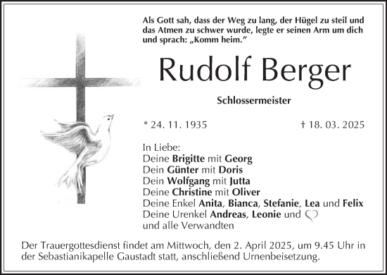 Anzeige von Rudolf Berger von MGO