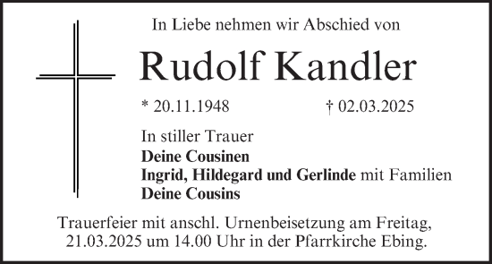 Anzeige von Rudolf Kandler von MGO