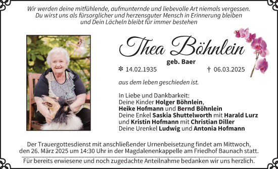 Anzeige von Thea Böhnlein von MGO