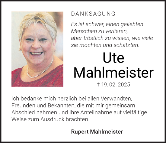Anzeige von Ute Mahlmeister von MGO
