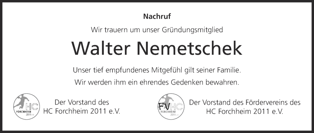  Traueranzeige für Walter Nemetschek vom 13.03.2025 aus MGO