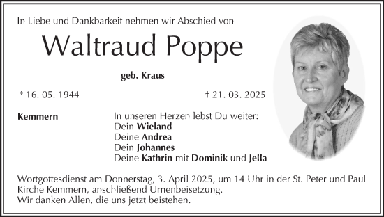 Anzeige von Waltraud Poppe von MGO