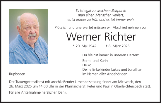 Anzeige von Werner Richter von MGO