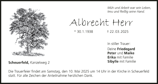 Anzeige von Albrecht Herr von MGO