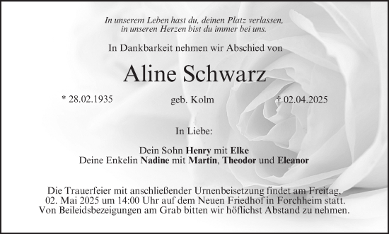 Anzeige von Aline Schwarz von MGO