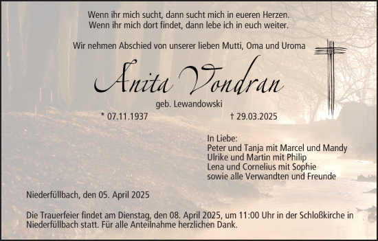 Anzeige von Anita Vondran von MGO