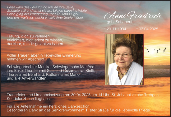 Anzeige von Anni Friedrich von MGO