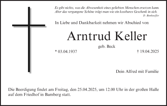 Anzeige von Arntrud Keller von MGO