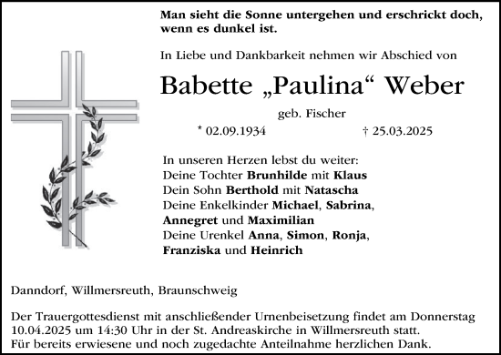 Anzeige von Babette Weber von MGO