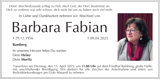 Anzeige von Barbara Fabian von MGO