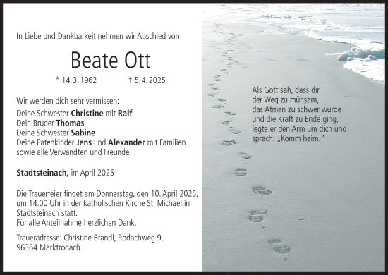 Anzeige von Beate Ott von MGO