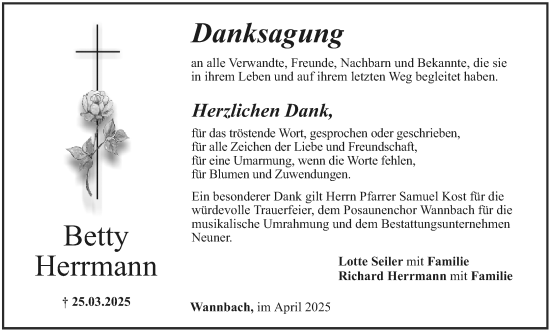 Anzeige von Betty Herrmann von MGO