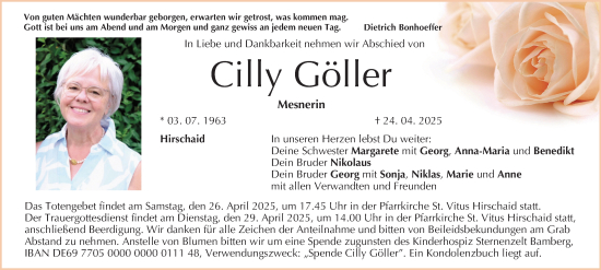 Anzeige von Cilly Göller von MGO