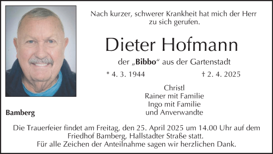 Anzeige von Dieter Hofmann von MGO