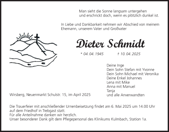 Anzeige von Dieter Schmidt von MGO