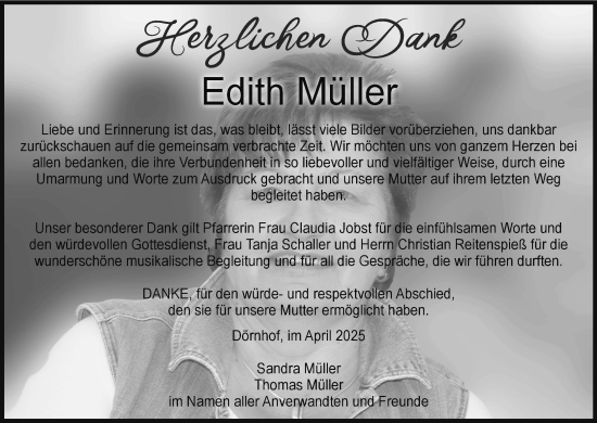 Anzeige von Edith Müller von MGO